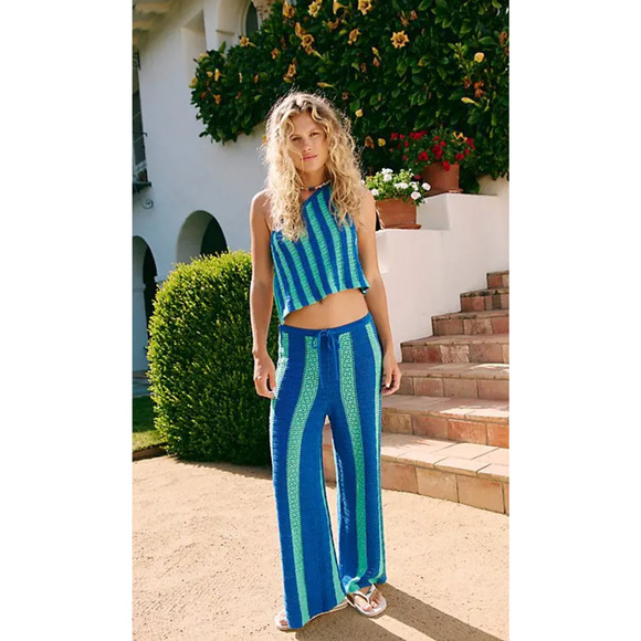 Free People Pants - NEW FREE PEOPLE FREE-EST SKY SURFER COMBO FREE-EST JOAN FAUXCHET PANTS TOP SET L